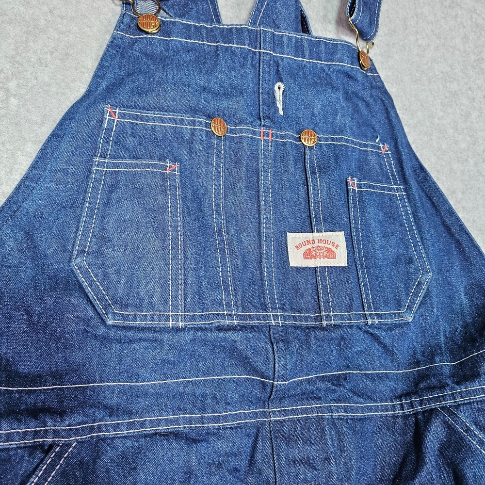 Round House Bib Overalls Mens 32 X 32 Denim Pockets Carpenter Workwear Utility - Picture 4 of 13